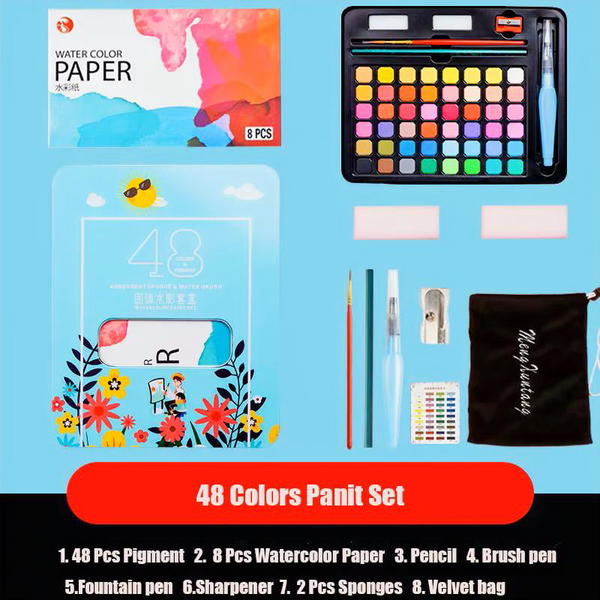 48-Color Watercolor Paint Set