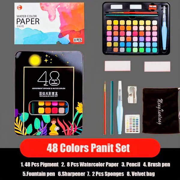 48-Color Watercolor Paint Set