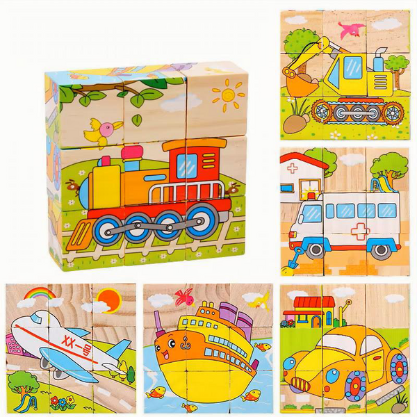 6-Sided Wooden Puzzle Blocks