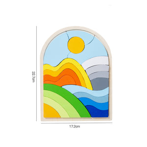Wooden Rainbow Puzzle Blocks